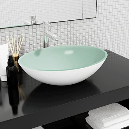 AUVYI Gästetoilette Waschbecken Glas 50x37x14 cm Weiß Aufsatzwaschbecken Waschbecken Gäste WC Handwaschbecken Dekoratives Waschraum Badezimmer Modernes Aussehen Breite Anwendung