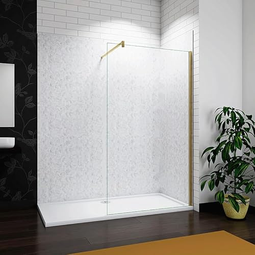 Aica Sanitär Duschwand Duschabtrennung Walk In Glas Dusche Golden Seitenwand 8/10mm Glas H200,120cm