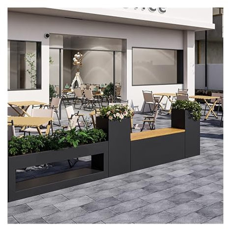 WANGHAI-666 Flowerbox with Bench Outdoor Iron Flower Box Bench Combination Large Metal Planting Tank Outdoor Planter Garden Outdoor Sitting Bench Bench Planting Box Set Bench with Planter(Medium)