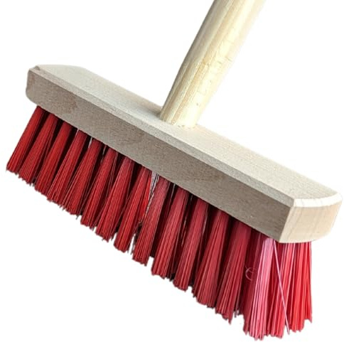 Land-Haus-Shop Kinderbesen Holz Natur-Rot | Gartenbesen, Stabiler Holzstiel, Gartengerät, Spielzeug, Strassenbesen
