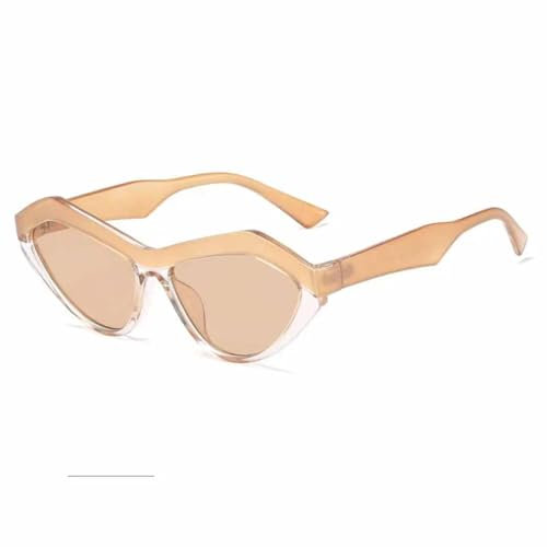 PPFVVTV Modische dreieckige Katzenaugen-Sonnenbrille für Damen, luxuriös, zum Autofahren im Freien, Okular, UV400 (Champagnertee)
