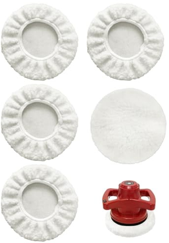 5 st ullmössa polermaskin för trådlösa bilar Einhell CE-CB 18/254 Li, CC-PO 90, för polermaskiner 220 mm-250 mm, 9-10 tum poleröverdrag för vaxning och polering