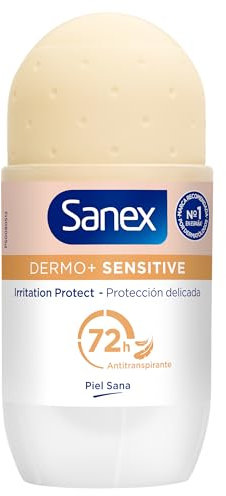 Sanex Dermo+ Sensitive Deodorante antitraspirante Roll-On 72 ore 50 ml– Protezione efficace contro il sudore e gli odori – dermatologicamente testato – contiene 0% alcool* – delicato sulla pelle