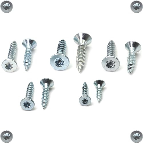100 Stück Holzschrauben 3,0 x 20 mm verzinkt mit Torx, Senkkopf, Vollgewinde, Spanplattenschrauben