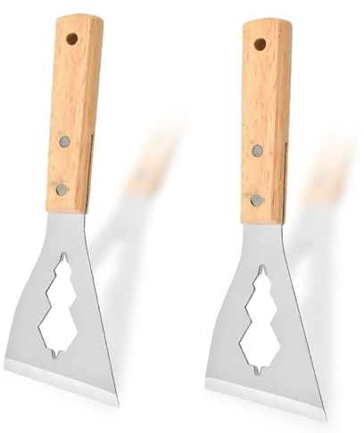 2 rascadores de papel pintado, espátula de acero inoxidable con mango de madera, diseño abierto, raspador de pintura, papel pintado, rascador de suelo para ventanas, azulejos (2)
