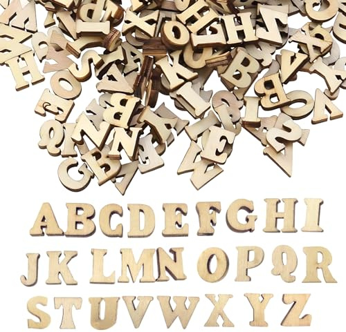 TakFree Holzbuchstaben Klein zum Basteln, 208 Stück Buchstaben Holz Klein 15mm Unbearbeitete Holzbuchstaben A-Z für Hasteln Deko