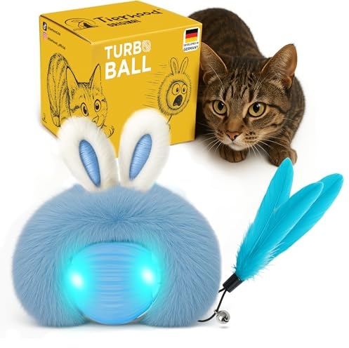 Tierhood TurboBall - Katzenspielzeug Selbstbeschäftigung - Katzenspielzeug elektrisch - Intelligenzspielzeug für Katzen - Katzenball elektrisch- Interaktives Spielzeug