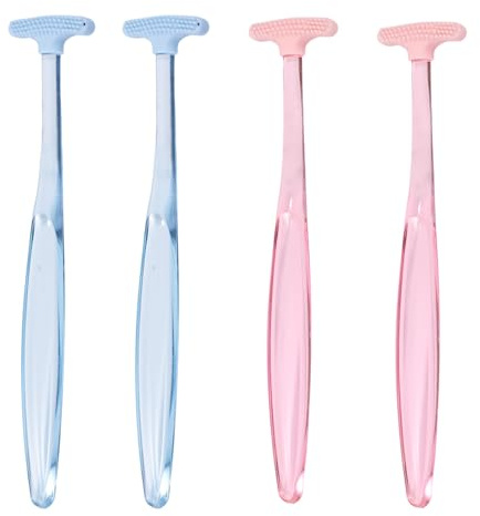 4pcs Eyelid Brushes, Silicone Plastic Ultra Soft Eyelid Margin Cleansing Brushes Practical Cleansing Tool Accessories for Gently Cleaning Oil and Dirt (2 Colors)