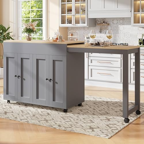 Lahoomu Ausziehbarer Bartisch(118-180×50×94cm), Esstisch mit sechs AblageflächenStehtisch Bistrotisch, für Esszimmer, Verwendung als Wohnzimmertrennwand, Gray