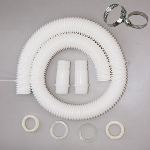 Kit di raccordi per tubi di collegamento da 32 mm per collegare barili di pioggia per conservare e risparmiare acqua piovana in giardino, 1 tubo, 2 dado, 2 anelli di tenuta, 2 fascette stringitubo