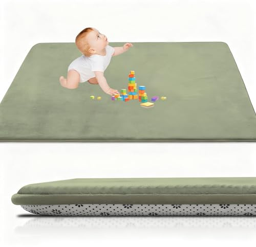 RxueSug Alfombra Bebe Acolchada Plegable 100 x 120 cm Verde Hierba, 2cm Manta de Juego para Bebes colchoneta Suelo Infantiles o tapete Infantil habitacion, Alfombra de Juego para Gatear