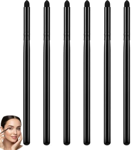 6 PCS Eyeliner Smudge Brush Pencil Pointed, Eyeshadow Eyeliner Blending Kit, Professional Applicator Blending Sponge Brush Stick, for Eyeliner Eyebrow Eye Shadow Women Girls(Black)