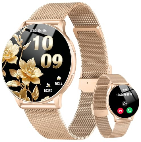 Smart Watches for Women,1.32HD AMOLED Fitness Watch (Answer/Make Calls),Step Counter with Heart Rate/Sleep Monitor, 120+ Sports Mode, IP68 Waterproof Round Smartwatch Activity Tracker for Android iOS