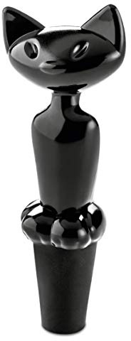 Koziol 3744526 Miaou Flaschenverschluss, Thermoplastischer Kunststoff, schwarz, 2,7 x 4 x 11,2 cm