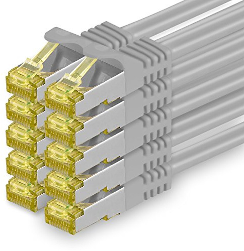 1aTTack.de Cat.7 Netzwerkkabel 0,5m Grau 10 Stück Cat7 Ethernetkabel Netzwerk LAN Kabel Rohkabel 10 Gb s SFTP PIMF LSZH Set Patchkabel mit Rj 45 Stecker Cat.6a