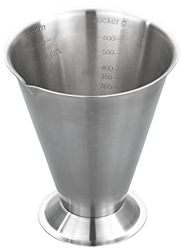 GSD Haushaltsgeräte Messbecher mit Fuß aus mattem Edelstahl, 750 ml