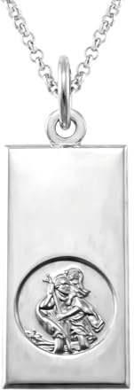 Alexander Castle 925 Sterling Silber Heiliger Christophorus Barren Anhänger Halskette - 26mm x 13mm St Christopher mit 18 Sterling Silber Kette & Schmuck Geschenk-Box