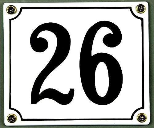 Buddel Bini Wetterfestes Emaille Hausnummernschild 26 12 x 14 cm, sofort lieferbar, weiß
