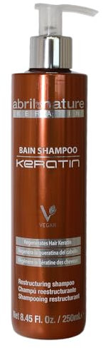 abril et nature - Shampoo Professionale di Parrucchieria Keratin - Ripara e Ristruttura - Per Capelli Naturali Opachi - Azione Ultra-Rapida - Trattamento Rinforzante con Cheratina - 250 ml