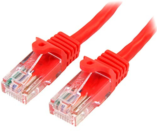 StarTech 5m Cat5e Snagless Ethernet Cable, PoE, Red (45PAT5MRD) | Gold-plated RJ45, Patch Cable, Ethernet Cord, Connectors, Long, UTP, 24AWG copper, 5Gbps
