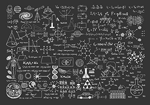 decomonkey Fototapete selbstklebend Tafel 196x140 cm Selbstklebende Tapeten Wand Fototapeten Tapete Wandtapete klebend Klebefolie Mathematik Geometrie Chemie Schule Schwarz