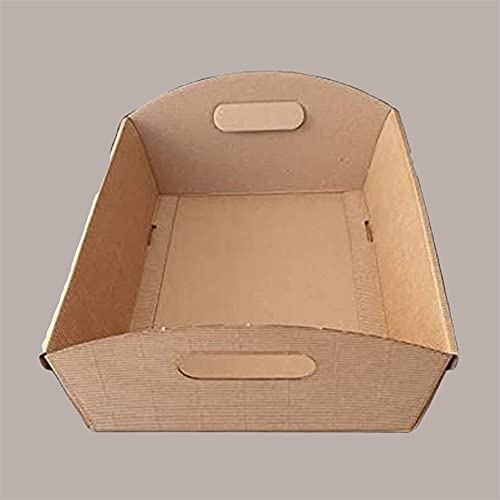 Lucgel, Cesto Vassoio Rettangolare, Carta Onda Avana, con Maniglie, per Strenne, 430x300x110mm, 10 Pezzi