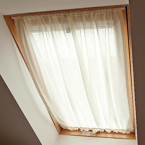 Dekoria Tenda per finestra da tetto 110 × 260 cm + 3 cm di bordo (43,5 × 125,7 cm + 2,5 cm di orlo) tenda trasparente avorio per finestra del tetto, tenda per finestra per soffitta