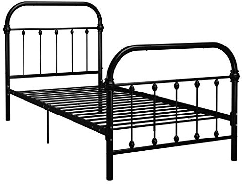 vidaXL Bettgestell Klassisch Metallbett Bett Einzelbett Schlafzimmerbett Bettrahmen Lattenrost Ehebett Schlafzimmermöbel Schwarz Metall 100x200cm