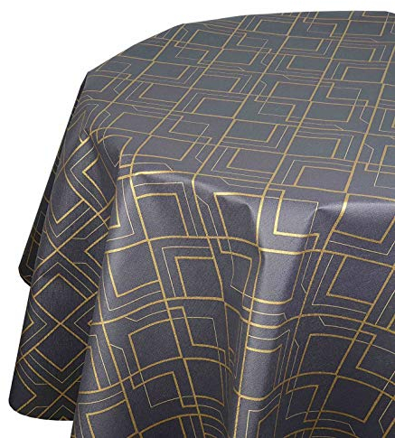 d-c-fix Wachstuchtischdecke Wachstuch Tischdecke Gartentischdecke Größe & Farbe wählbar Rund Oval Linas Anthrazit Oval 130 x 180 cm abwaschbar geprägt