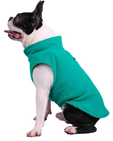 Hundepullover / Hunde-Sweatshirt, weiche Fleece-Weste, Kaltwetterjacke mit Ring für die Leine für kleine und mittelgroße Hunde (Größe S, Grün)
