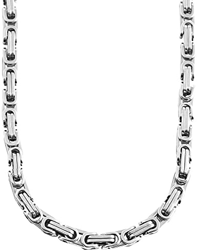 Akzent Herren-Königskette Byzantiner-Halskette aus Edelstahl Länge 60cm Stärke 6mm silberfarbig Kette mit Karabinerhaken