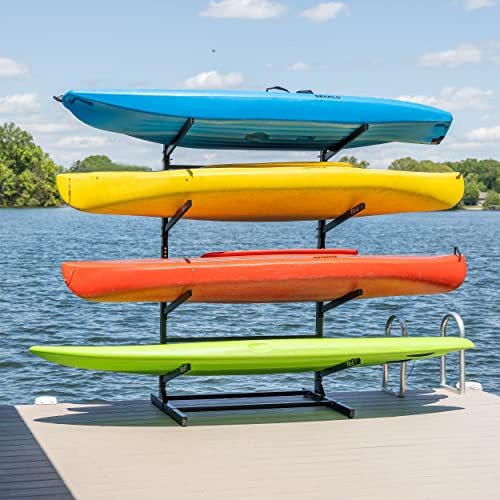 Teal Triangle Adjustable Freestanding Kayak Storage Rack, Holds 4 Kayaks