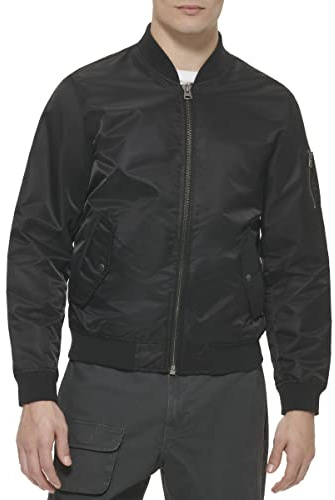 Levi's Flight Satin Ma-1 Bomber Giacca Varsity, Nero, M Uomo