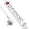 EXTRASTAR Regleta Enchufe con 5 Tomas y 2 Puertos de USB, Alargador Enchufe con Interruptor, 1.5 m, para El Hogar, La Oficina y Los Viajes, 3680W, Blanco, 1pc