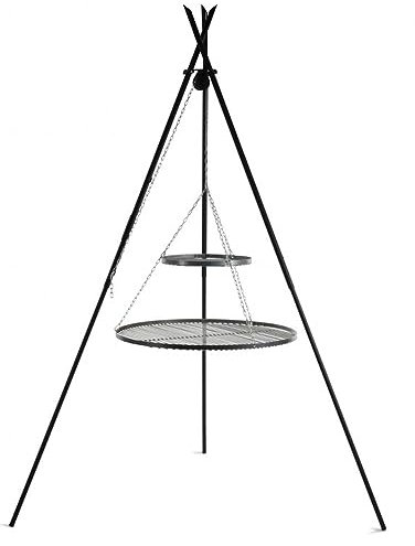 Schwenkgrill „Tipi“ 210 cm mit Doppelrost aus Rohstahl 80 cm + 40 cm Grill Dreibein Grillständer CookKing