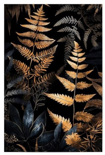 artboxONE Poster 120x80 cm Natur Goldene Farne A hochwertiger Design Kunstdruck - Bild farn farn farne