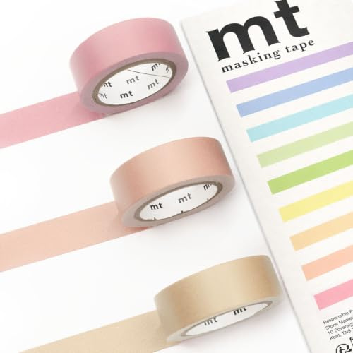 MT Ruban de masquage Washi – Ruban adhésif en papier washi – 15 mm x 7 m (pastel chaud)