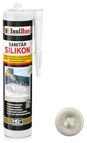 Isolbau Sanitär Silikon 1 x 300 ml Manhattan - Hochelastischer Silikon-Dichtstoff für Abdichtungen & Fugen - wasserdicht - Kartusche