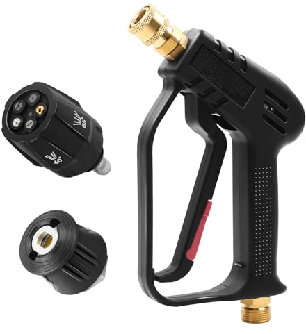 MaxAwe High Pressure Washer Gun, M22 14MM HoseWater Wash Cleaner Compatible 1/4 inch Quick-Connect Nozzles with 5 in 1 Water Nozzle Tip, Car Cleaning Kit Washer Gun Power Wand 4000 PSI