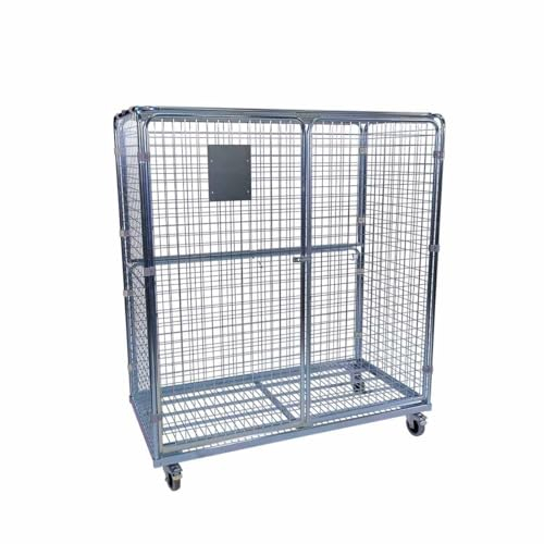 Stahlrollbehälter 1600, 800 x 1.650 x 1.830 mm, 5-seitig, Diebstahlschutz, 2 Flügeltüren, Nutzhöhe 1.600 mm, Rollplatte aus Metall, 500 kg