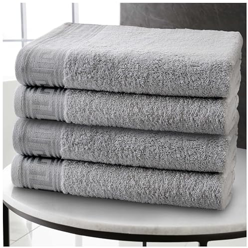 GC GAVENO CAVAILIA Hand Towels - Egyptian Cotton Towel 4 Pack - Ultra Soft & Highly Absorbent Hand Towel For Bathroom - Quick Dry Towels (50x80cm) - Grey