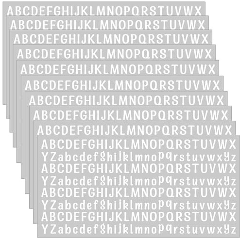 13 mm Kleine Buchstaben Aufkleber,10 Blätter Weiß Klebebuchstaben Wetterfest Sticker(2080 Alphabet) Selbstklebende Alphabet Aufkleber (Weiß)