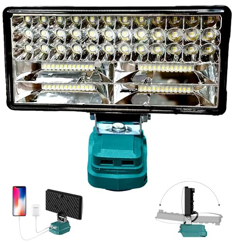 bycpower Akku Lampe für Makita 18V, 90W 6800LM Kabellose Arbeitsleuchte, 2 Modi LED Akku Strahler mit USB & Type-C Aufladung, Tragbares Flutlicht für Notfälle, Baustelle, Autoreparaturen (kein Akku)