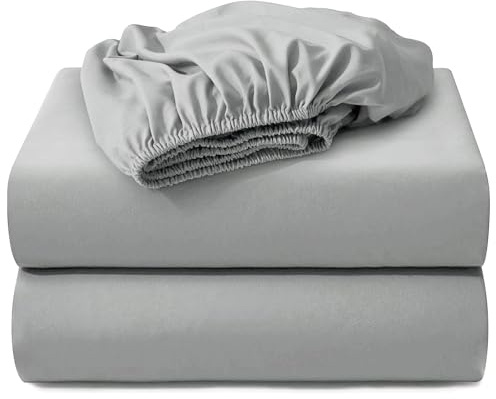 Hotella 2PC California King Fitted Sheet Only,72x84inch,100% Microfiber Ultra Soft Hotel Quality Bottom Sheet,14 Deep Pocket,Wrinkle and Fade Resistant，Light Gray