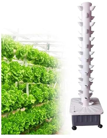 GFF Hydroponic Tower Grow System Garden Tower Grow Kit Vertikaler Wachstumsturm 15 Ebenen 45 Töpfe Indoor-Hydrokultur mit Pumpe und abnehmbarem Wassertank