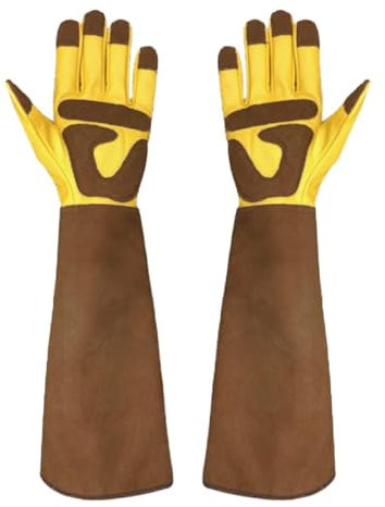 Lange Gartenhandschuhe für Damen und Herren, Leder, Rosenschnitt, atmungsaktiv, langlebig, mit dornensicheren Stulpen