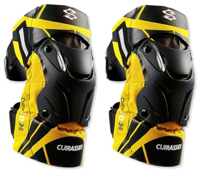 OLYSPM 2 Stück Knieprotektoren Motorrad,Knieschoner MTB,MTB Knieschoner mit Robustem Schutzschild und Weicher Dämpfung,Verstellbare Motorrad Knieprotektoren für 40 bis 90 KG