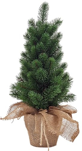 matrasa Kleine Kiefer künstlich im Topf mit Jute - Weihnachtsbaum Tannenbaum Christbaum 45 cm