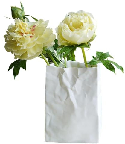 Vaso di carta - Vaso di carta decorativo, sacchetto di carta stropicciato | Vaso da fiori minimalista leggero, supporto ecologico, vaso per fiori finti moderno, vaso in sacchetto di carta per la ma