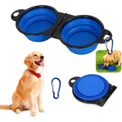 CZAYEFNH Ciotola Pieghevole Portatile per Cani – 2-in-1 Silicone Ciotola Antigoccia per Acqua e Cibo, Ideale per Viaggi e Escursioni